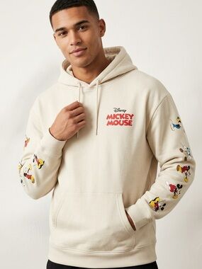 Disney Cream Mickey Mouse Graphic Hoodie for Men